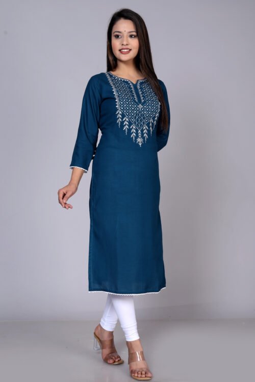Rayon Zari Embroidered Kurti - Image 2