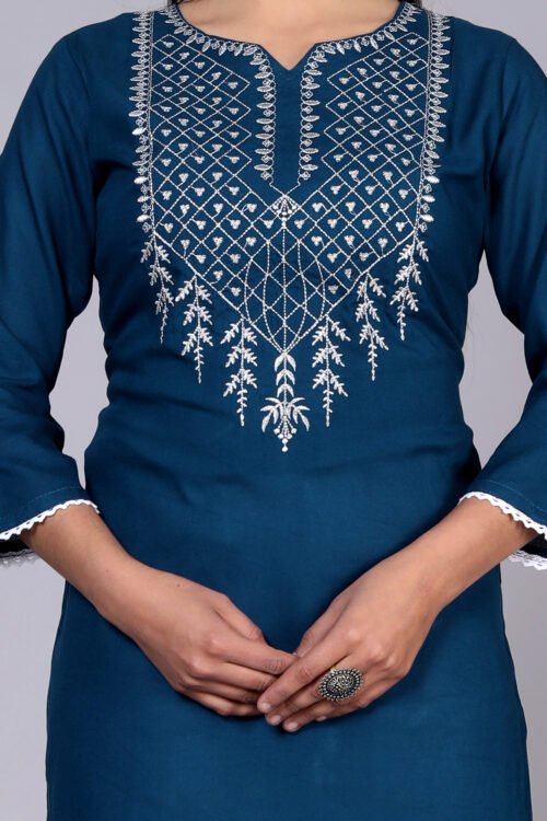 Rayon Zari Embroidered Kurti - Image 5