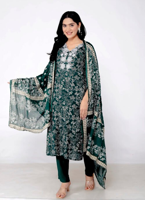 Rayon embroidered 3piece pant set with dupatta - Image 2