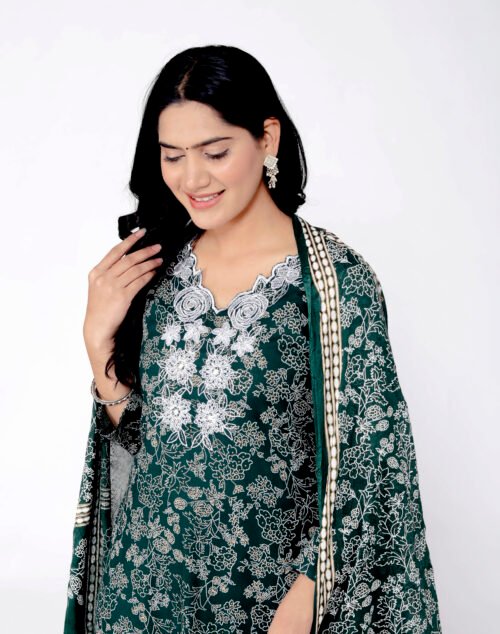 Rayon embroidered 3piece pant set with dupatta - Image 4