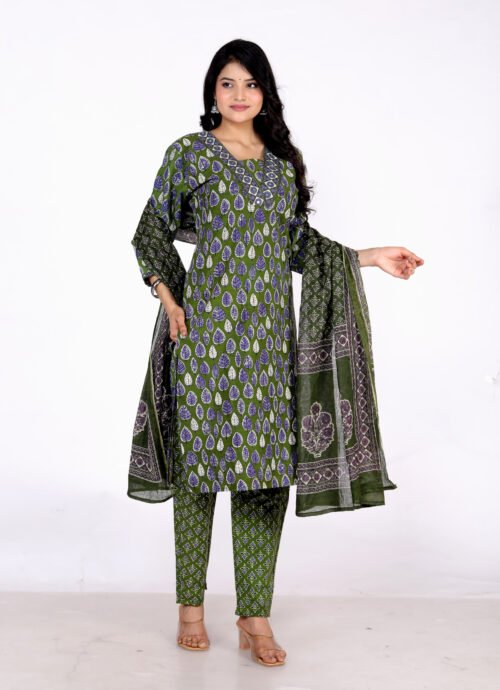 Pure Cotton 3piece printed pant set with dupatta - Image 3