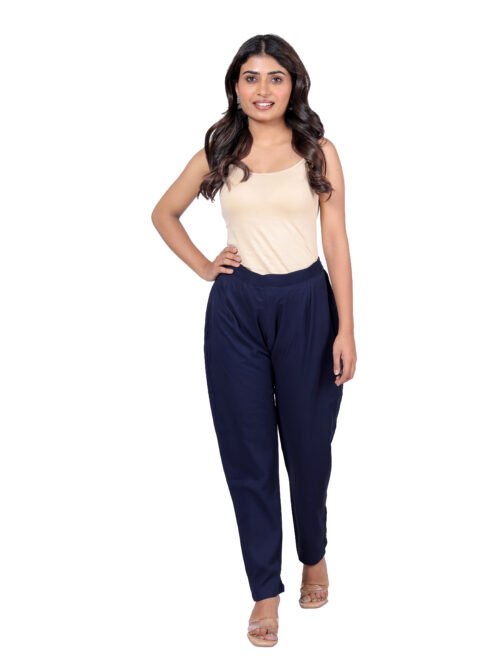 Rayon Women's pant- Navy Blue-P3 - Image 2