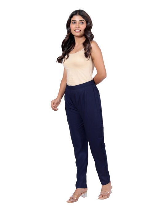Rayon Women's pant- Navy Blue-P3 - Image 3