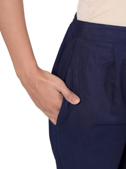 Rayon Women's pant- Navy Blue-P3 - Image 4