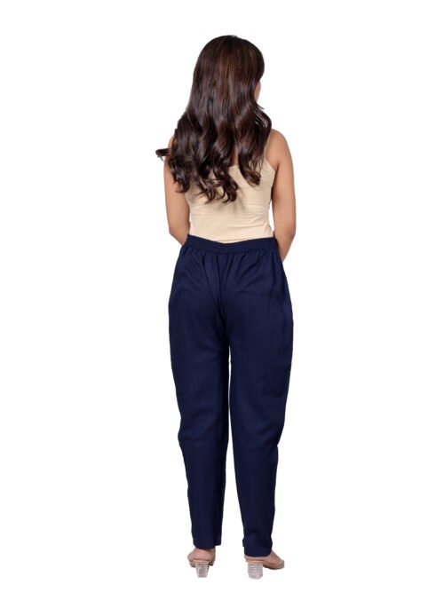 Rayon Women's pant- Navy Blue-P3 - Image 5