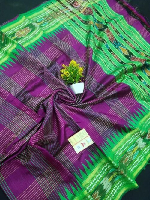 Pure Tussar Silk Saree with Ikat Border - Image 18