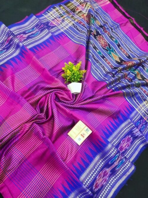 Pure Tussar Silk Saree with Ikat Border - Image 16