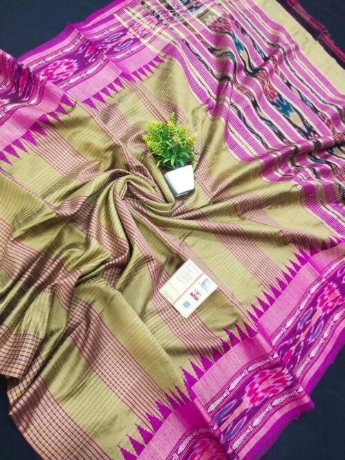 Pure Tussar Silk Saree with Ikat Border - Image 15