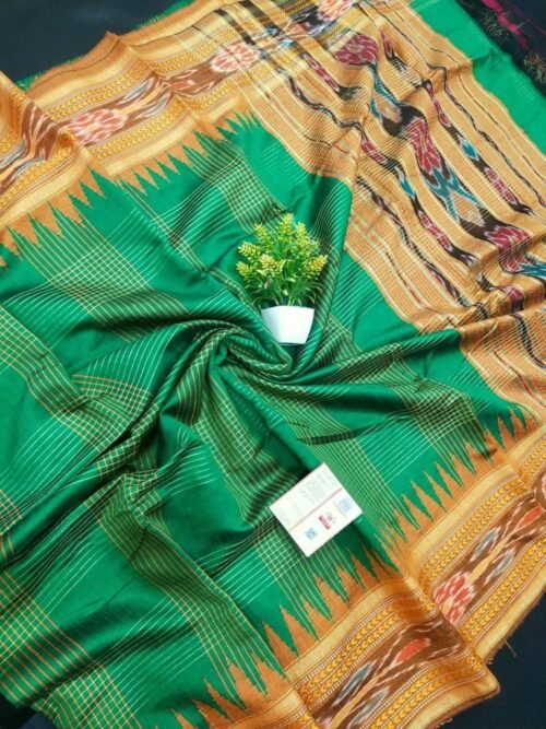 Pure Tussar Silk Saree with Ikat Border - Image 13