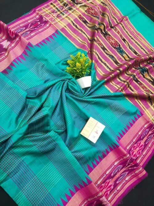 Pure Tussar Silk Saree with Ikat Border - Image 8