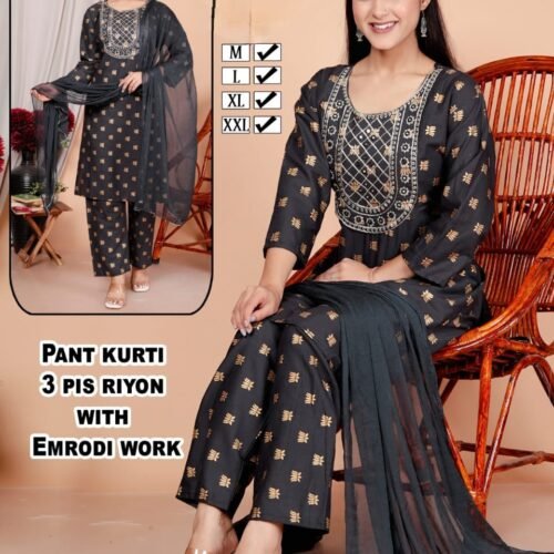 Heavy Reyon 3 pcs set with Embroidery Work