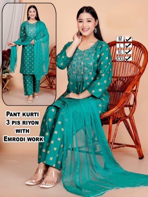Heavy Reyon 3 pcs set with Embroidery Work - Image 4