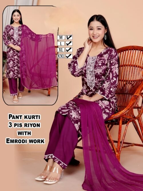 Heavy Reyon 3 pcs set with Embroidery Work - Image 5