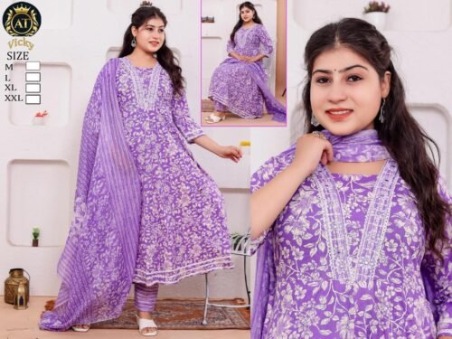 Heavy Cotton Anarkali 3 pcs set - Image 3