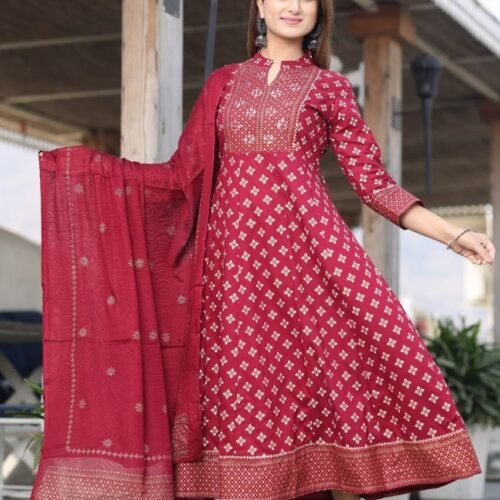 Heavy Reyon Gown With Duppata set