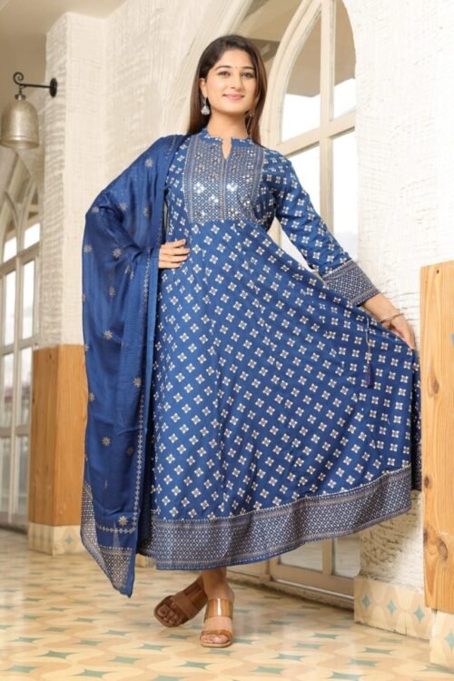 Heavy Reyon Gown With Duppata set - Image 4