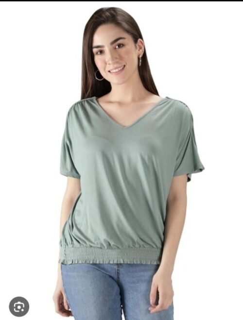  Womens Comfort Fit Viscose V-Neck Half Sleeve Top