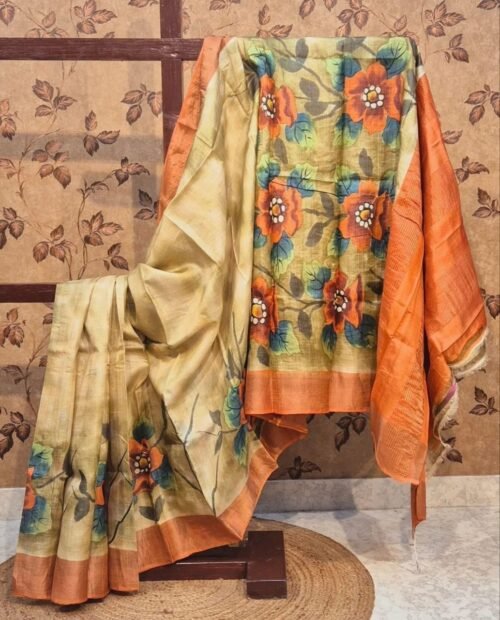 HANDPAINTED TUSSAR KANCHI SILK SAREES - Image 14