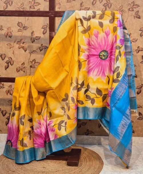 HANDPAINTED TUSSAR KANCHI SILK SAREES - Image 13