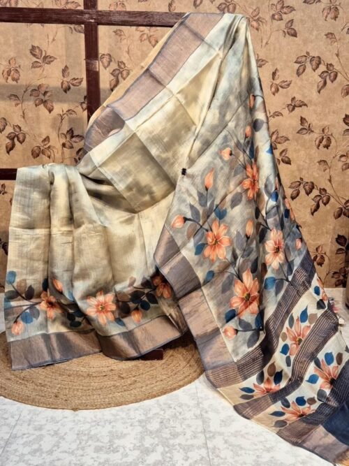 HANDPAINTED TUSSAR KANCHI SILK SAREES - Image 11