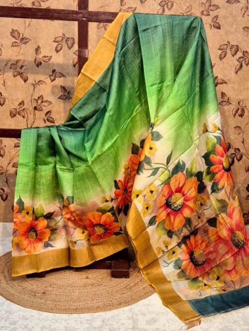 HANDPAINTED TUSSAR KANCHI SILK SAREES - Image 10