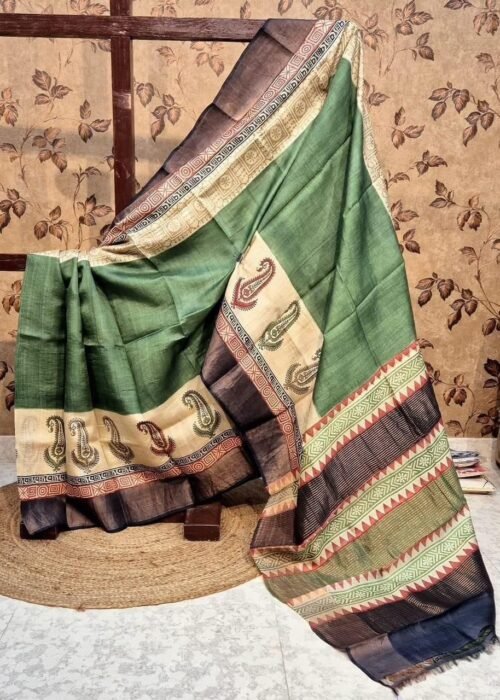 HANDPAINTED TUSSAR KANCHI SILK SAREES - Image 4