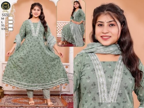 Heavy Cotton Anarkali 3 pcs set - Image 2