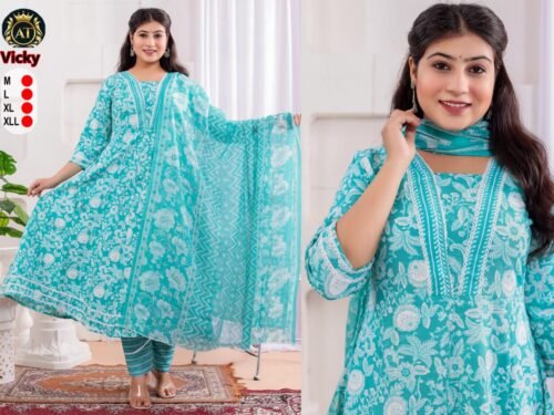 Heavy Cotton Anarkali 3 pcs set - Image 4
