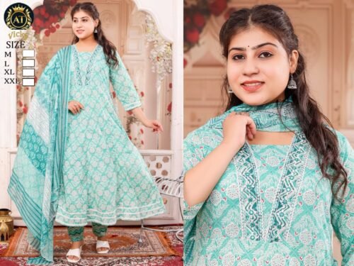 Heavy Cotton Anarkali 3 pcs set - Image 5