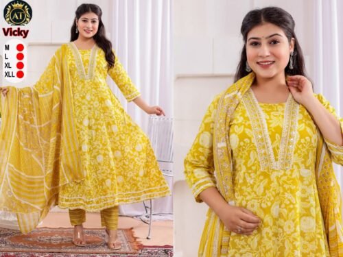 Heavy Cotton Anarkali 3 pcs set - Image 8