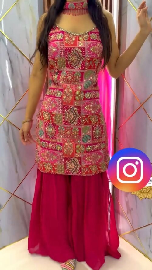 Launching New Designer Party Wear Look Fancy Top-Dupatta and Fully Stitched Sharara - Image 5