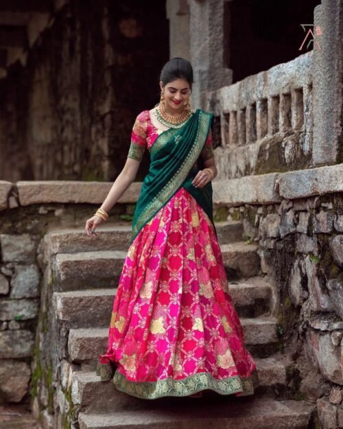 Kanjiveram Silk Zari Lehenga With Blouse Along With Banarashi Silk Dupatta wholesale - Image 2
