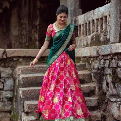 Kanjiveram Silk Zari Lehenga With Blouse Along With Banarashi Silk Dupatta wholesale
