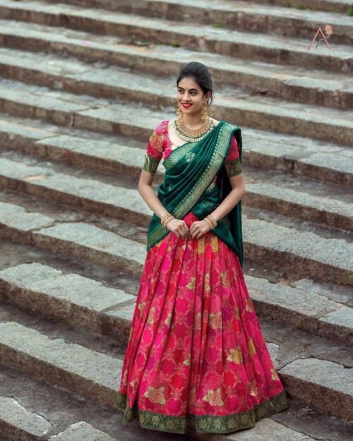 Kanjiveram Silk Zari Lehenga With Blouse Along With Banarashi Silk Dupatta wholesale - Image 4