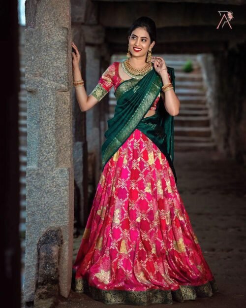 Kanjiveram Silk Zari Lehenga With Blouse Along With Banarashi Silk Dupatta wholesale - Image 7