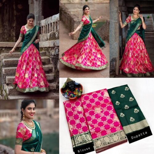 Kanjiveram Silk Zari Lehenga With Blouse Along With Banarashi Silk Dupatta wholesale - Image 8