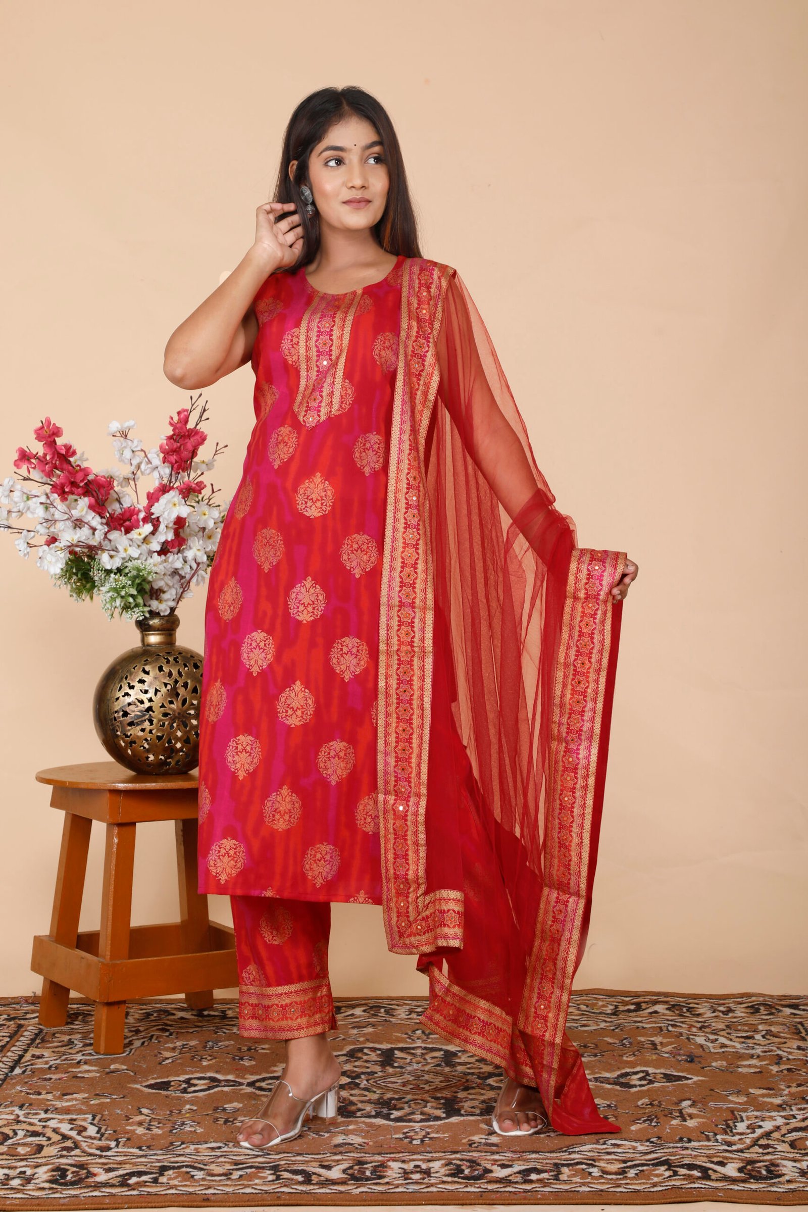 Rayon 3piece pant set with dupatta with Mirror Work 2 Rayon 3piece pant set with dupatta with Mirror Work - Image 2