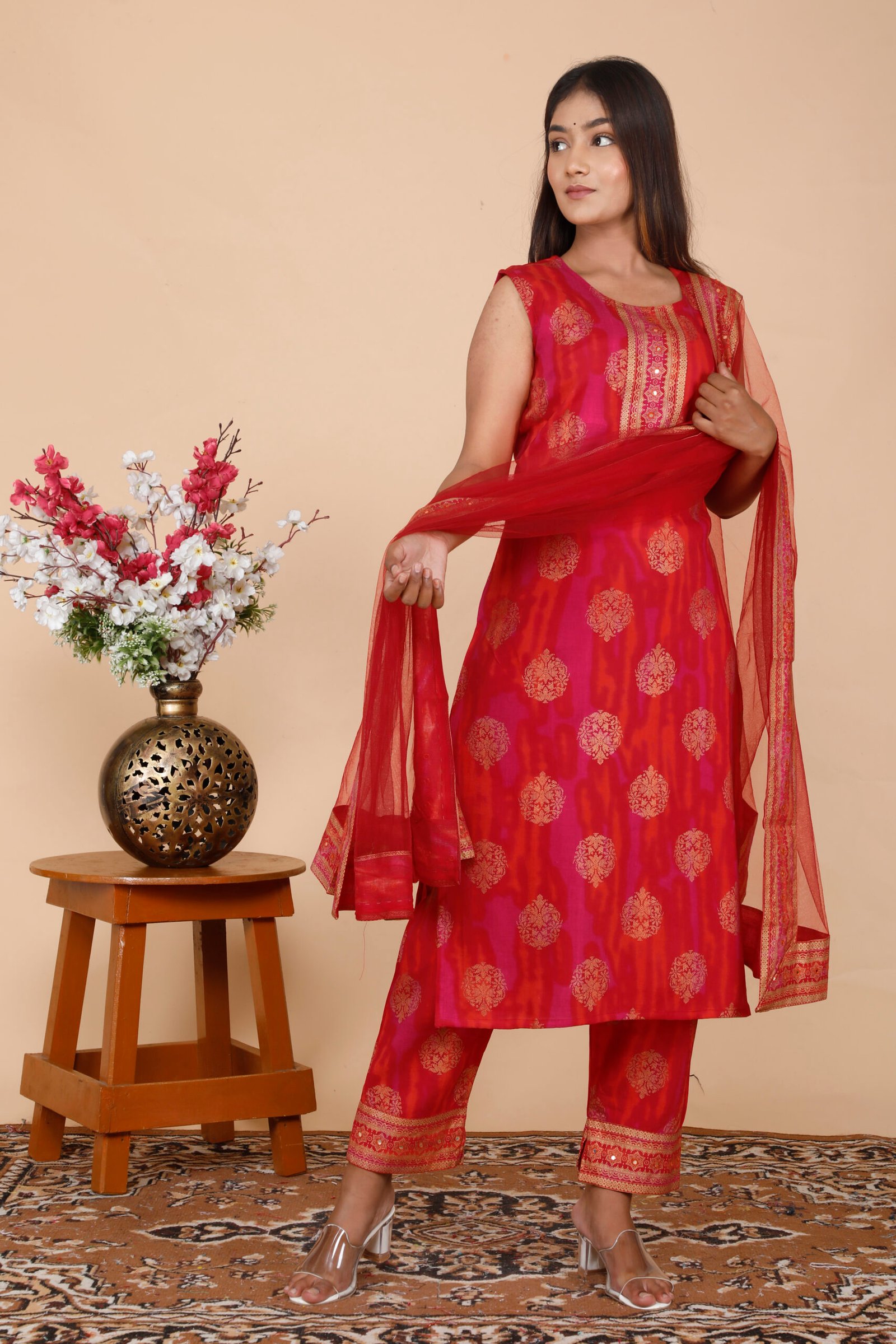 Rayon 3piece pant set with dupatta with Mirror Work 3 Rayon 3piece pant set with dupatta with Mirror Work - Image 3