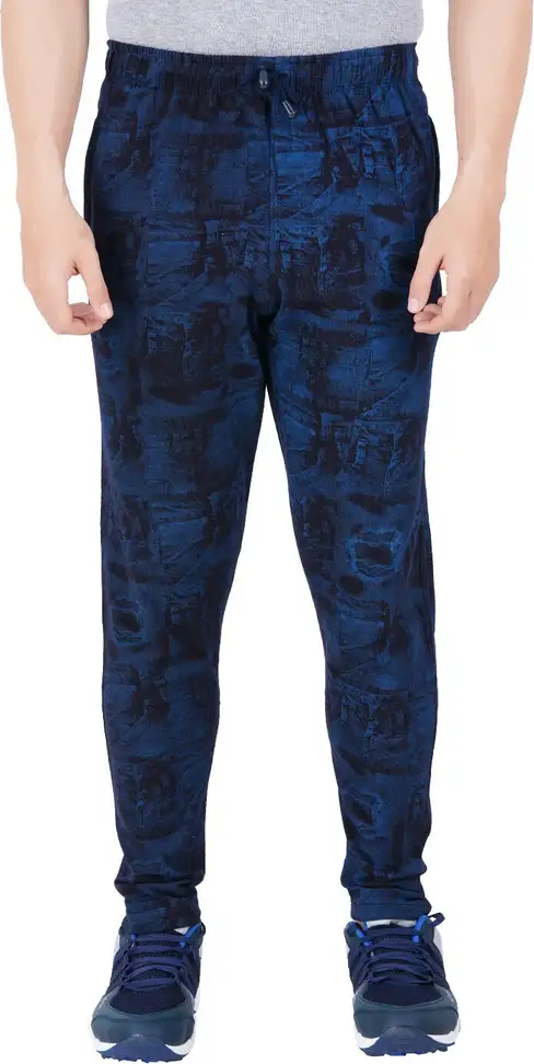 Printed Men Black, Dark Blue Track Pants pack of 2 4 Printed Men Black, Dark Blue Track Pants pack of 2 - Image 3
