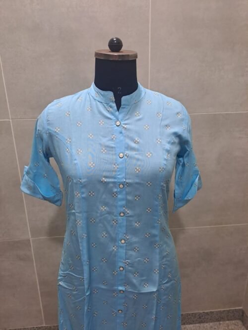 Rayon Princess Cut, Mandarin collar Kurti - Image 2