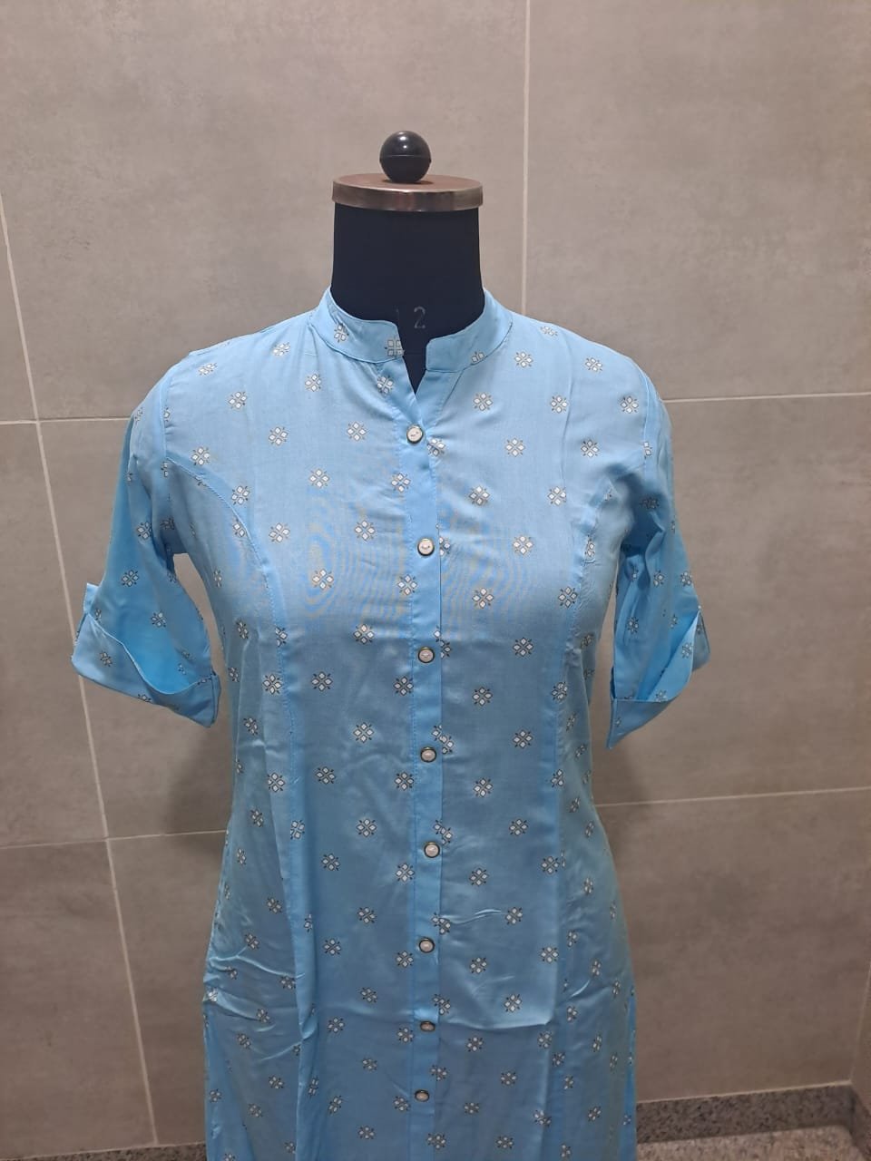 Rayon Princess Cut, Mandarin collar Kurti 2 Rayon Princess Cut, Mandarin collar Kurti - Image 2
