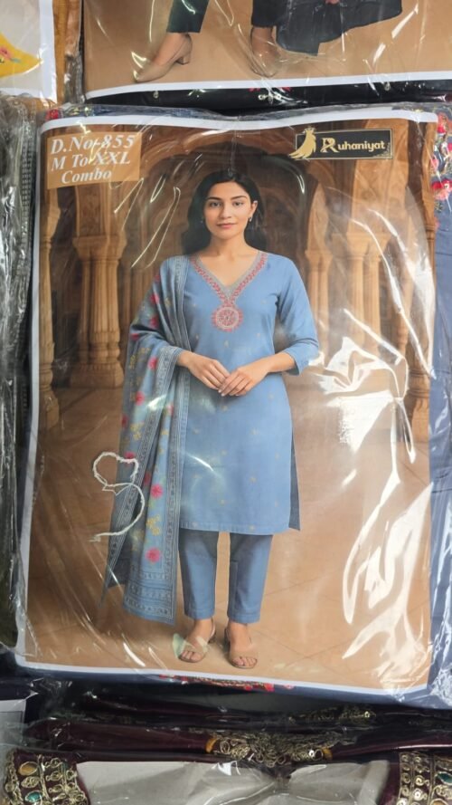 Heavy Roman Silk 3-piece set with Digital Dupatta wholesale - Image 8