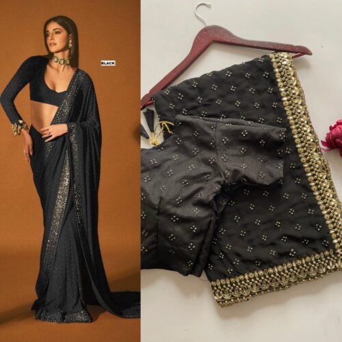 New ANANYA PANDEY Bollywood Blockbuster SEQUINS Design Launching saree - Image 3