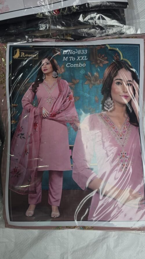 Heavy Roman Silk 3-piece set with Digital Dupatta wholesale - Image 19