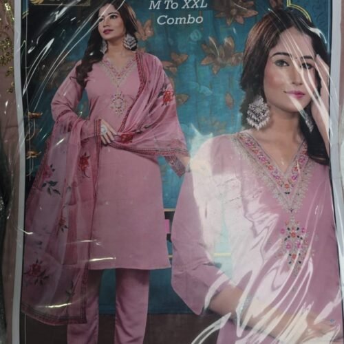 Heavy Roman Silk 3-piece set with Digital Dupatta wholesale