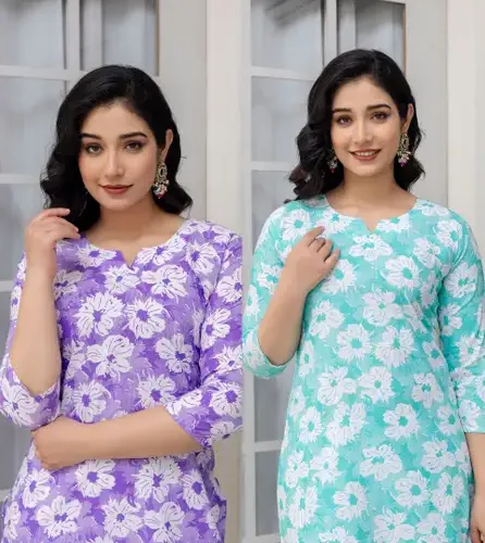 Women Floral Print Kurta Pink 12 Women Floral Print Kurta Pink