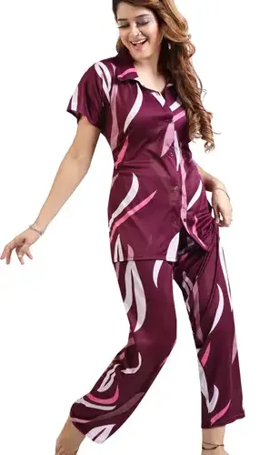 Women Printed Purple Shirt and Pyjama set 11 | VastrMitr