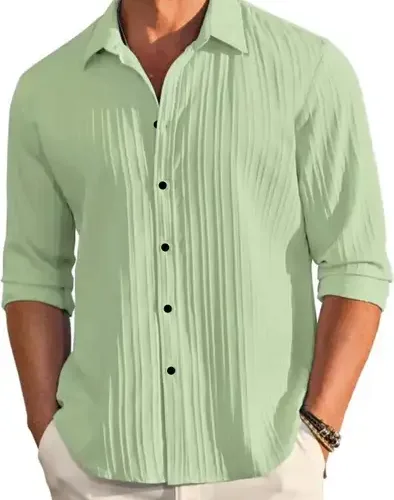 Men Solid Casual Light Green Shirt 9 Men Solid Casual Light Green Shirt