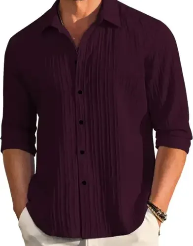 Men Solid Casual Purple Shirt 12 Men Solid Casual Purple Shirt