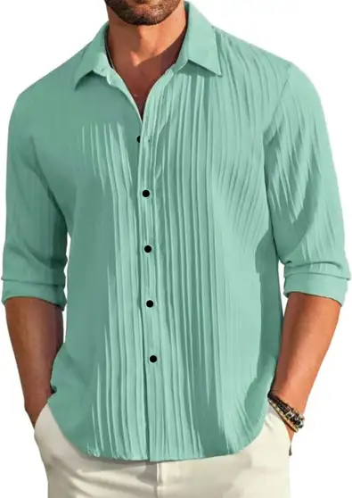 Men Solid Casual Light Green Shirt 2 Men Solid Casual Light Green Shirt